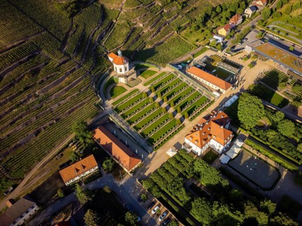 Wackerbarth Castle, originally Wackerbarths Ruh', is a Baroque castle surrounded by vineyards in
