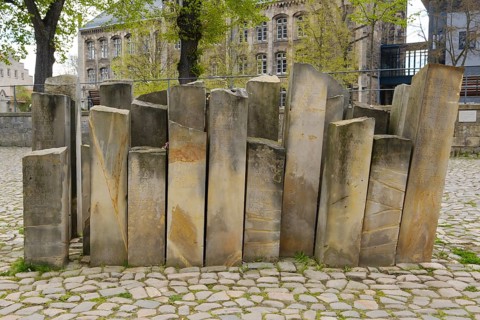 Stones of Remembrance and Commitment, Domplatz, Halberstadt, Harz, Saxony-Anhalt, Germany, Europe