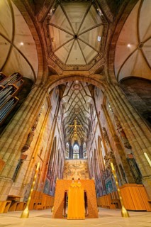 Altar, crossing and choir, Freiburg Cathedral of Our Lady, Gothic style, Freiburg im Breisgau,