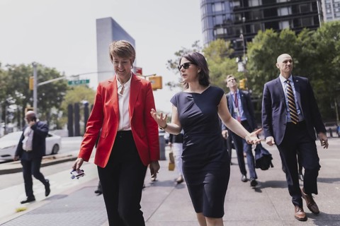 (R-L) Annalena Bärbock (Bündnis 90 Die Grünen), Federal Minister for Foreign Affairs, and Ute
