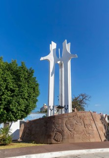 Independence monument in Barrio San Roman, Campeche city, Campeche State, Mexico, Central America