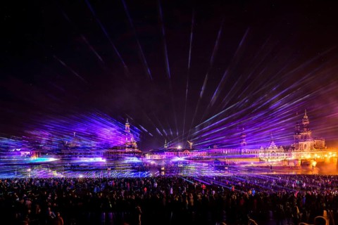 Light and Fire Shohw for the Day of German Unity in Dresden