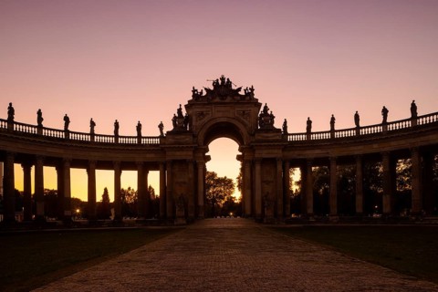 Park Sanssouci is part of the Potsdam palace park ensemble. Colonnade with Triumphal Gate