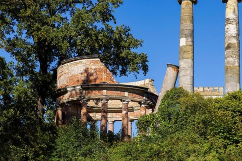 Park Sanssouci is part of the Potsdam palace park ensemble. Norman Tower and Round Temple