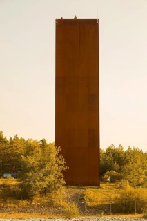 The Rusty Nail, a 30m high observation tower on the Sorno Canal, built of Corten steel. The name
