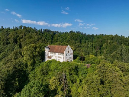 Aerial view of Frauenberg Castle, also known as Schloss Frauenberg, Bodman-Ludwigshafen, Constance