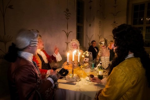 Masquerade ball at Rammenau Baroque Palace, Rammenau Palace in Rammenau near Bischofswerda in the