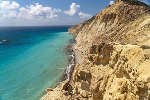 Beach on the cliffs of Cape Aspro near Pissouri, Cyprus, Europe
