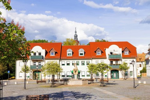 Market Square in Bad Muskau with Fountain