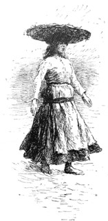 A Varina, fish seller in typical traditional costume, wearing wide hat with fish, food, Lisbon,