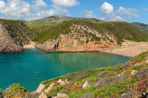 Beaches in Cala Domestica, Buggeru, Costa Verde, Sulcis Iglesiente, Sardinia, Italy, Buggerru,