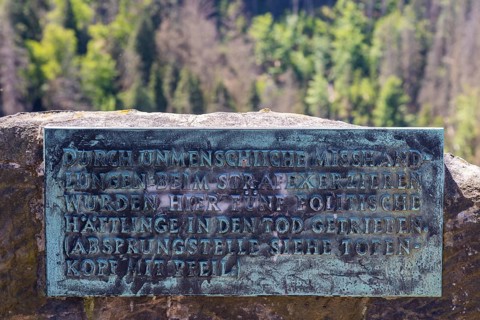 Hohnstein Castle and Town in Saxon Switzerland. Plaques commemorating the time when a concentration