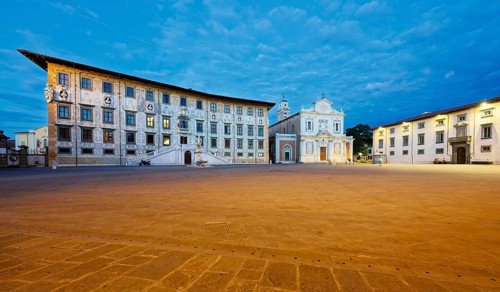 Evening, Palazzo della Carovana also Palazzo dei Cavalieri, Facade Sgraffito by Giorgio Vasari,