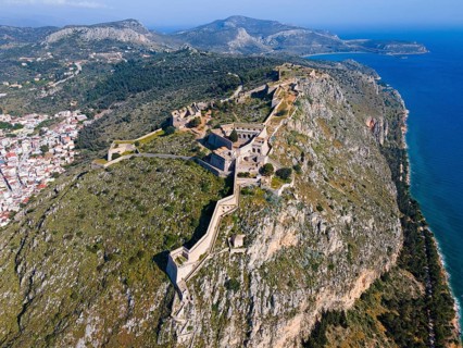 Aerial view, Palamidi Castle, Palamidi Fortress, Nafplio, Nauplia, Nauplion, Nafplion, Argolis,