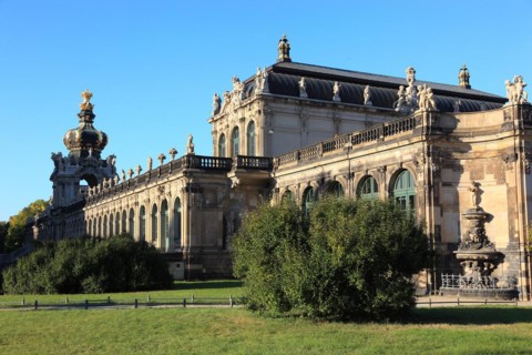 Dresden Zwinger, Long Galleries and Crown Gate from outside (public ground), Dresden, Saxony,