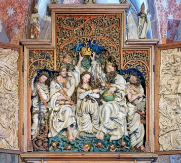 Altarpiece, Coronation of Mary by Jesus and God the Father, carved altar of the Niederrotweil