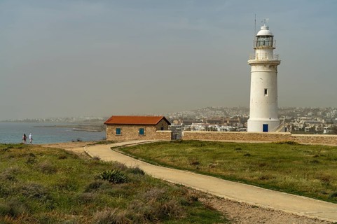 Lighthouse in Paphos Archaeological Park, Cyprus, Europe
