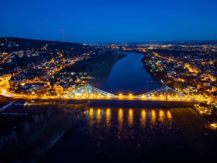 Elbe Bridge Blue Wonder in the Evening