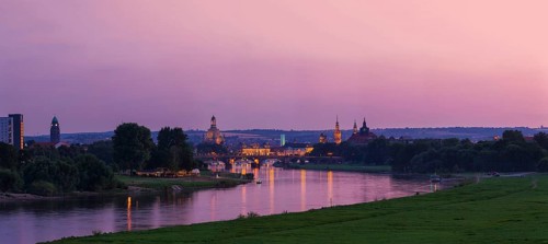 Dresden silhouette seen from the Waldschlösschen Bridge