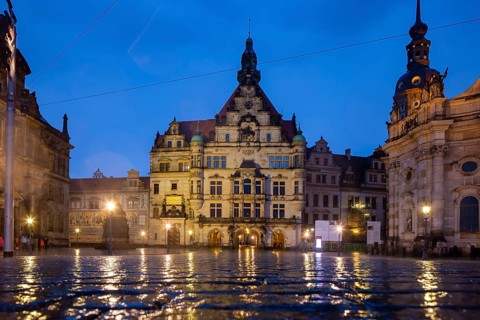 House of Estates, Procession of Princes, Georgentor, Hausmannsturm and Court Church on Schlossplatz