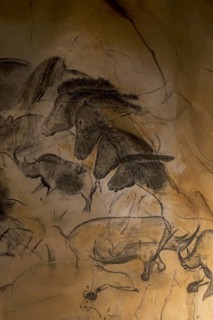 Replica of prehistoric rock paintings of the Chauvet Cave, Chauvet-Pont-d'Arc Cave, Ardèche,