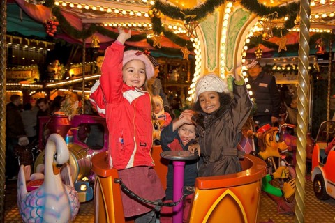 Children's carousel at the Striezelmarkt in Dresden