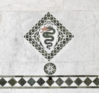 Coat of arms of the Visconti, Stemma dei Visconti, Biscione, stone inlay, main façade, cathedral,