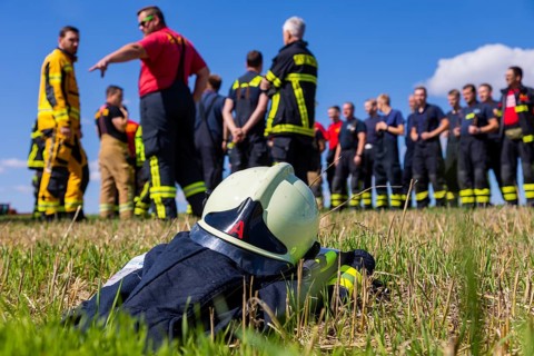 During controlled field fires, the firefighters were able to test various extinguishing methods,