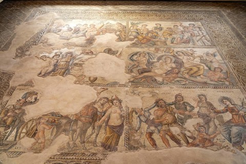 Mosaic in the Villa of Aion, Paphos Archaeological Park, Cyprus, Europe