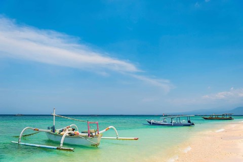 Traditional old fishing boats, beach, sea, blue sky, weather, seafaring, ocean, fishing, fishing,