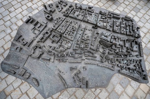 Bronze greeting from the city view of Straubing, Lower Bavaria, Germany, Europe