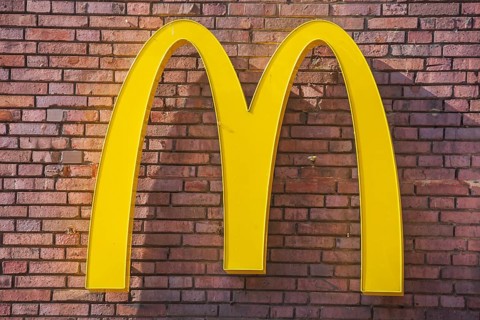 McDonald's logo on a brick wall, Germany, Europe