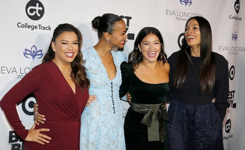 Eva Longoria, Zoe Saldana, Gina Rodriguez and Rosario Dawson at the Eva Longoria Foundation Dinner