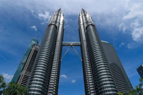 Petronas Twin Towers, the most famous twin skyscrapers in Kuala Lumpur, Malaysia, Asia