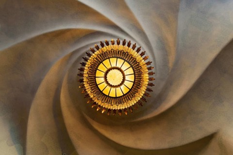 Interior of Casa Batlló, a building designed by Gaudi, in Barcelona, Spain, Europe