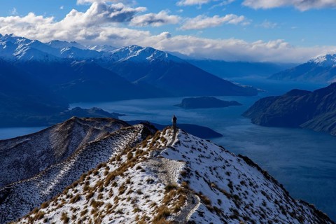 Lake Wanaka and Roys Peak in winter, South Island, New Zealand, Oceania