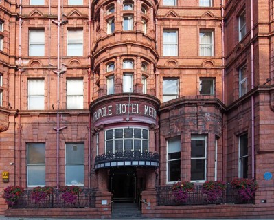 Leeds, west yorkshire, united kingdom, 25 august 2021: front entrance of the historic metropole