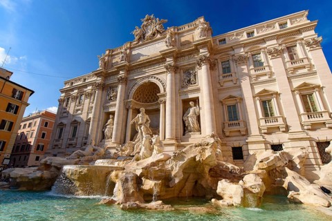 Trevi Fountain, one of the most famous fountains in the world, in Rome, Italy, Europe