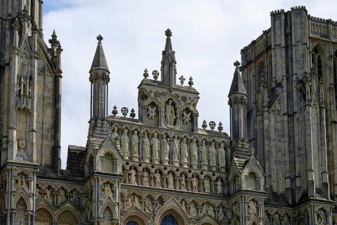 Detail, Facade, Wells Cathedral, Wells, England, Great Britain