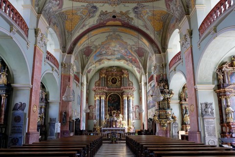 Interior view, parish church of St Egid, Pfarrplatz, inner city, Klagenfurt, Carinthia, Austria,