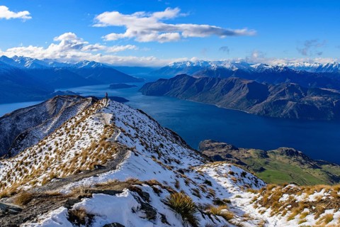 Lake Wanaka and Roys Peak in winter, South Island, New Zealand, Oceania
