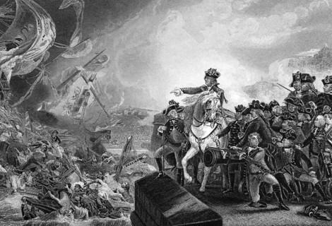 Great Siege of Gibraltar on engraving from the 1800s. An unsuccessful attempt by Spain and France