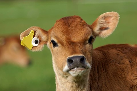 Cute Jersey calf, Westland, New Zealand, Oceania