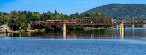 DB Westfrankenbahn railway, railway bridge on the Main in Miltenberg, Bavaria, Germany, Europe