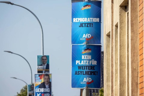 State election in Brandenburg 2024: The AfD party advertises for votes on election posters.