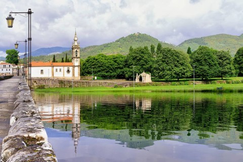 Saint Anthony of the Old Tower Church and the Roman and Medieval bridge, Ponte de Lima, Minho,