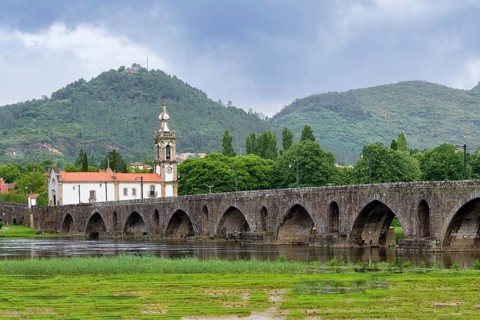 Saint Anthony of the Old Tower Church and the Roman and Medieval bridge, Ponte de Lima, Minho,