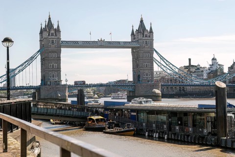 Famous historic Tower Bridge over the River Thames in an urban setting, in daylight, London, United