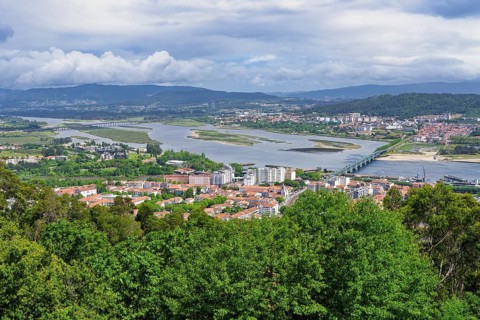 Panorama over Viana do Castelo and the Lima river, Viana do Castelo, Minho, Portugal, Europe