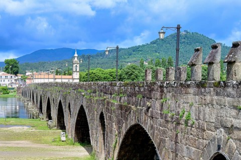 Saint Anthony of the Old Tower Church and the Roman and Medieval bridge, Ponte de Lima, Minho,